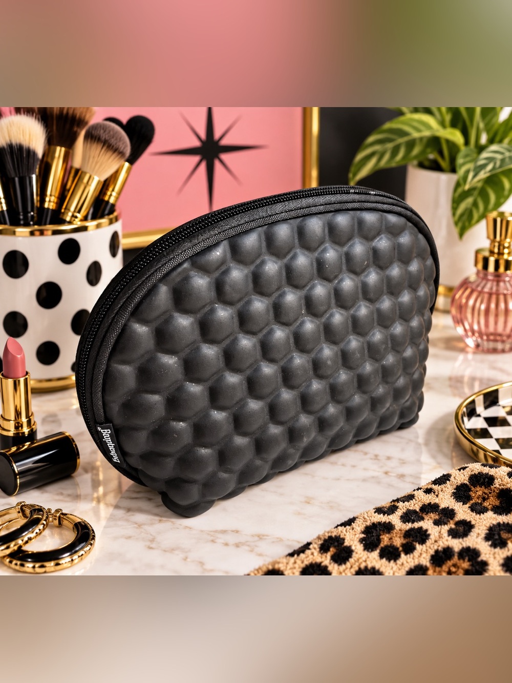 TheBumpBag Black Textured Cosmetic Bag